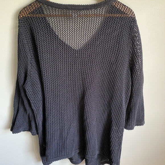 C.J. Banks by Christopher & Banks 3/4 Sleeve Open Knit Cardigan Top Size 2X - Picture 6 of 12